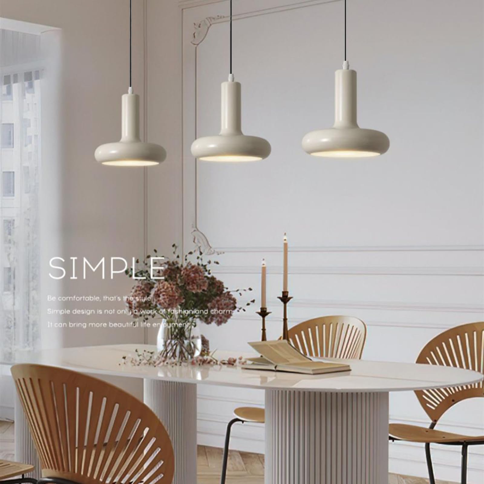 Lámpara colgante industrial de metal, luminaria de techo de 20 cm con casquillo E27, luz suspendida estilo vintage para cocina o comedor (Blanco)