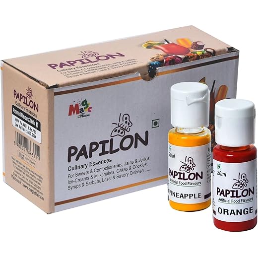 PAPILON Set of 6 Flavouring Emulsions of 20ml l For sharbat/Icecream/icegola/cake/cookies
