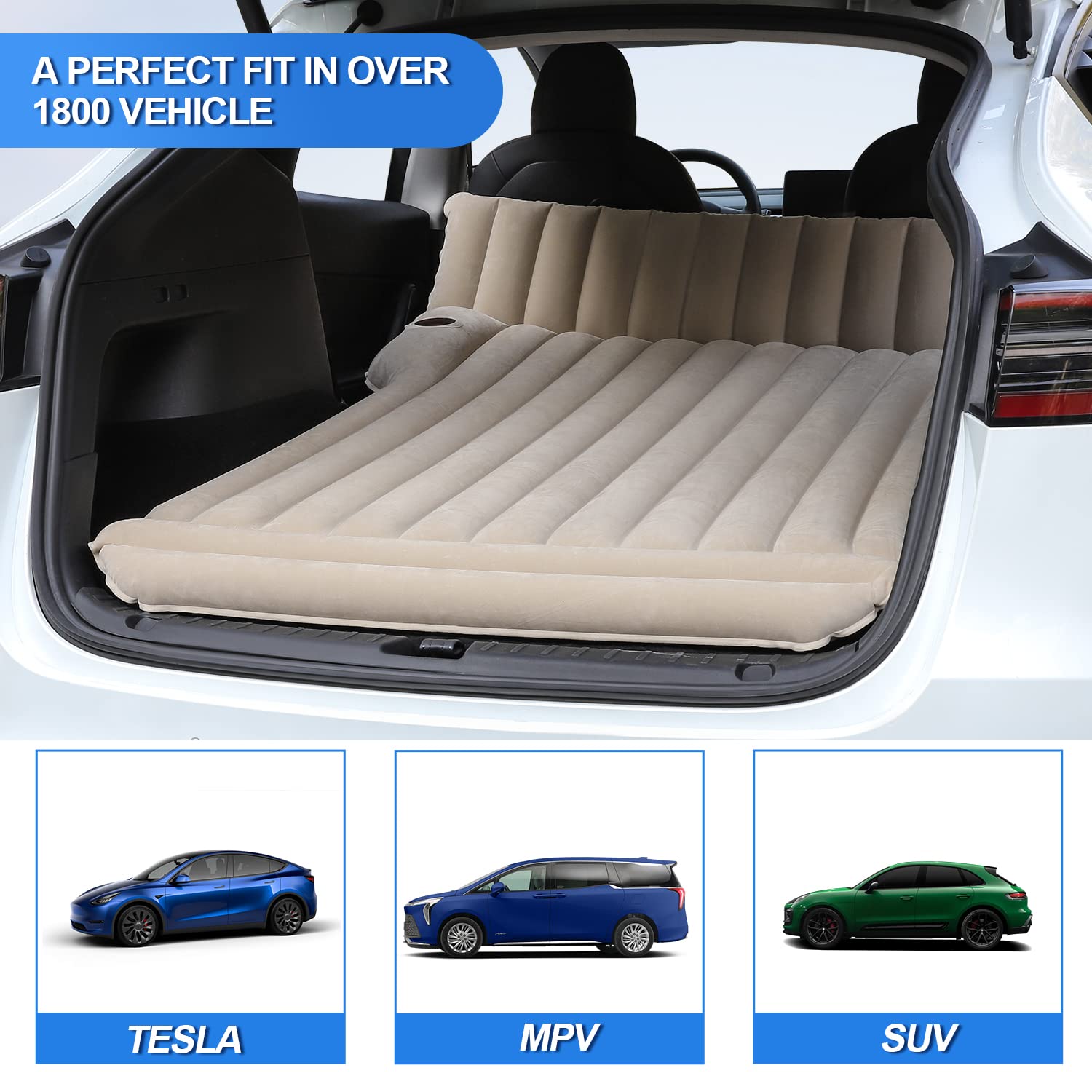 Colchón Hinchable para Coche con Bomba de Aire, Cama Inflable para Acampada y Viajes