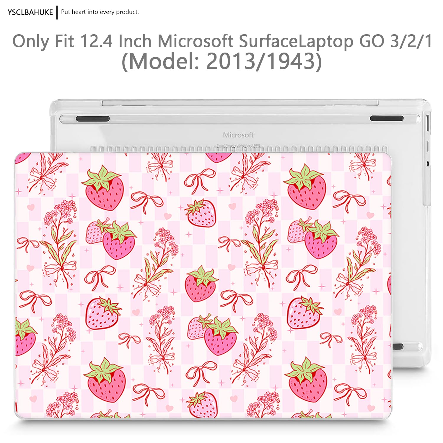 YSCLBAHUK - Funda para portátil Microsoft Surface de 12.4 pulgadas Go 3/2/1 modelo 2013/1943, diseño creativo, duradero, resistente a los arañazos, con protector de pantalla + cubierta de teclado