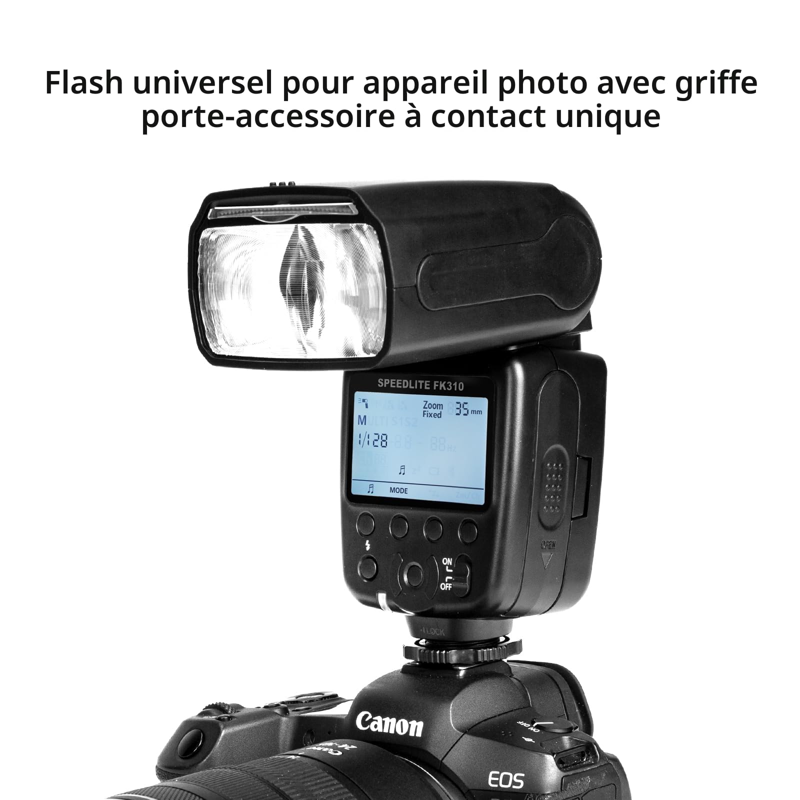 PHOTOOLEX LCD Flash Speedlite pour Canon Nikon Sony Panasonic Olympus Fujifilm Pentax Sigma Minolta Leica et d'autres SLR DSLR Caméras SLR Film et Appareil Photo Numérique avec Seul Contact Sabot
