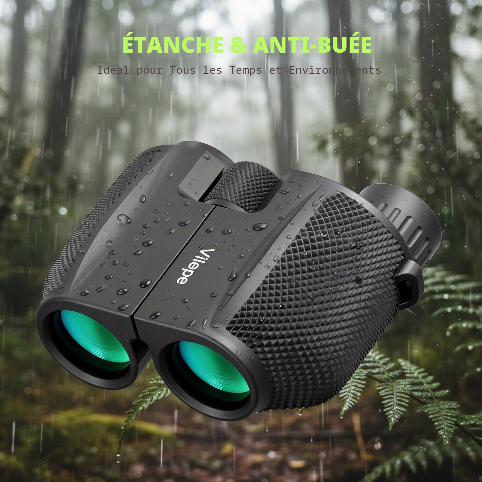 Mini Jumelles compactes Portables 10 x 25 - Lumière Faible Claire et Pliable - Idéales pour Les activités de Plein air telles Que la randonnée et l'observation des Animaux pour Adultes et