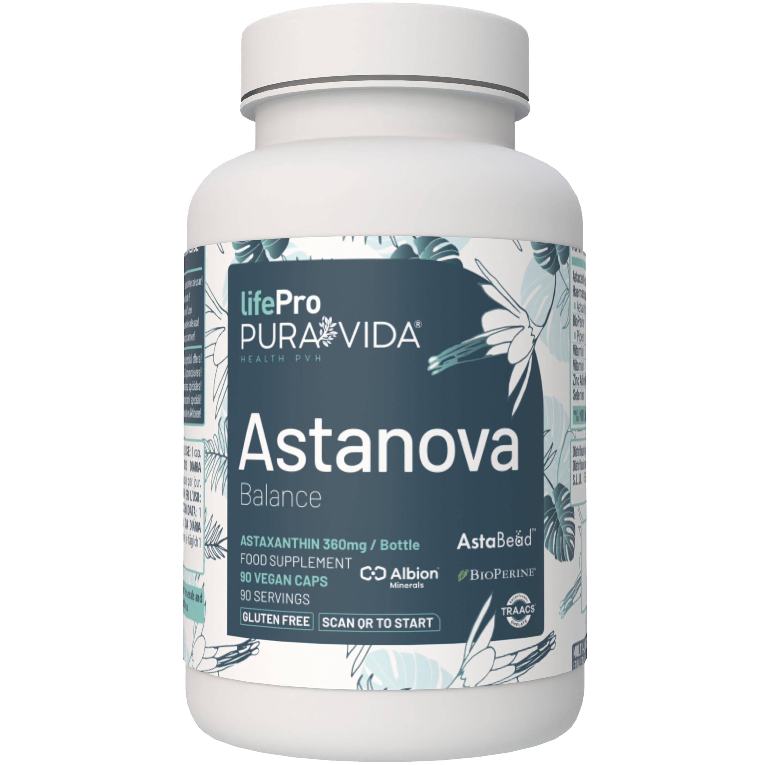 Life Pro Astanova Astaxanthine Pure 4mg avec Vitamine D3 E Zinc Sélénium, Antioxydant Puissant, 90 Gélules Véganes