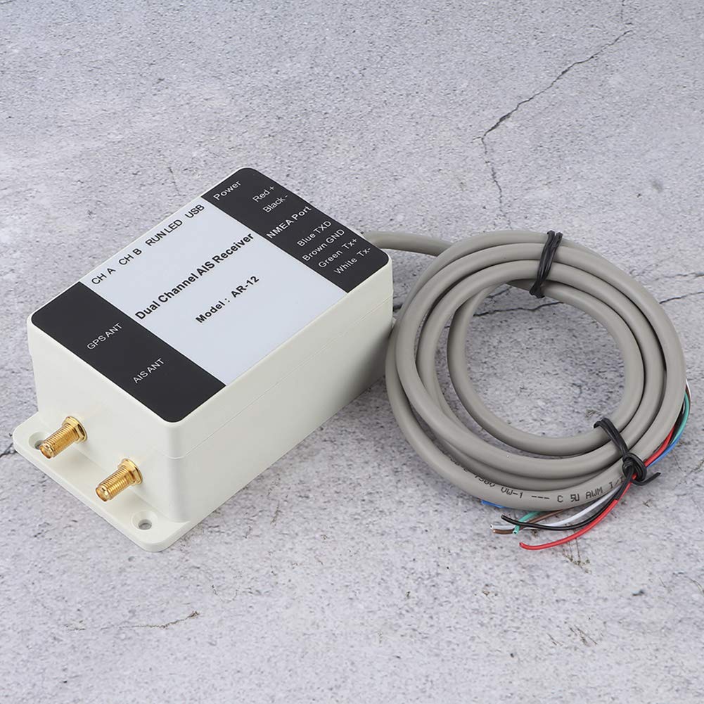 Marine AIS GPS Empfänger, Dual Channel USB Boot AIS Empfänger, Integrierter NMEA AIS Empfänger mit 28 Seemeilen Empfangsentfernung für Yacht, Dampfschiff, Boot, Marine