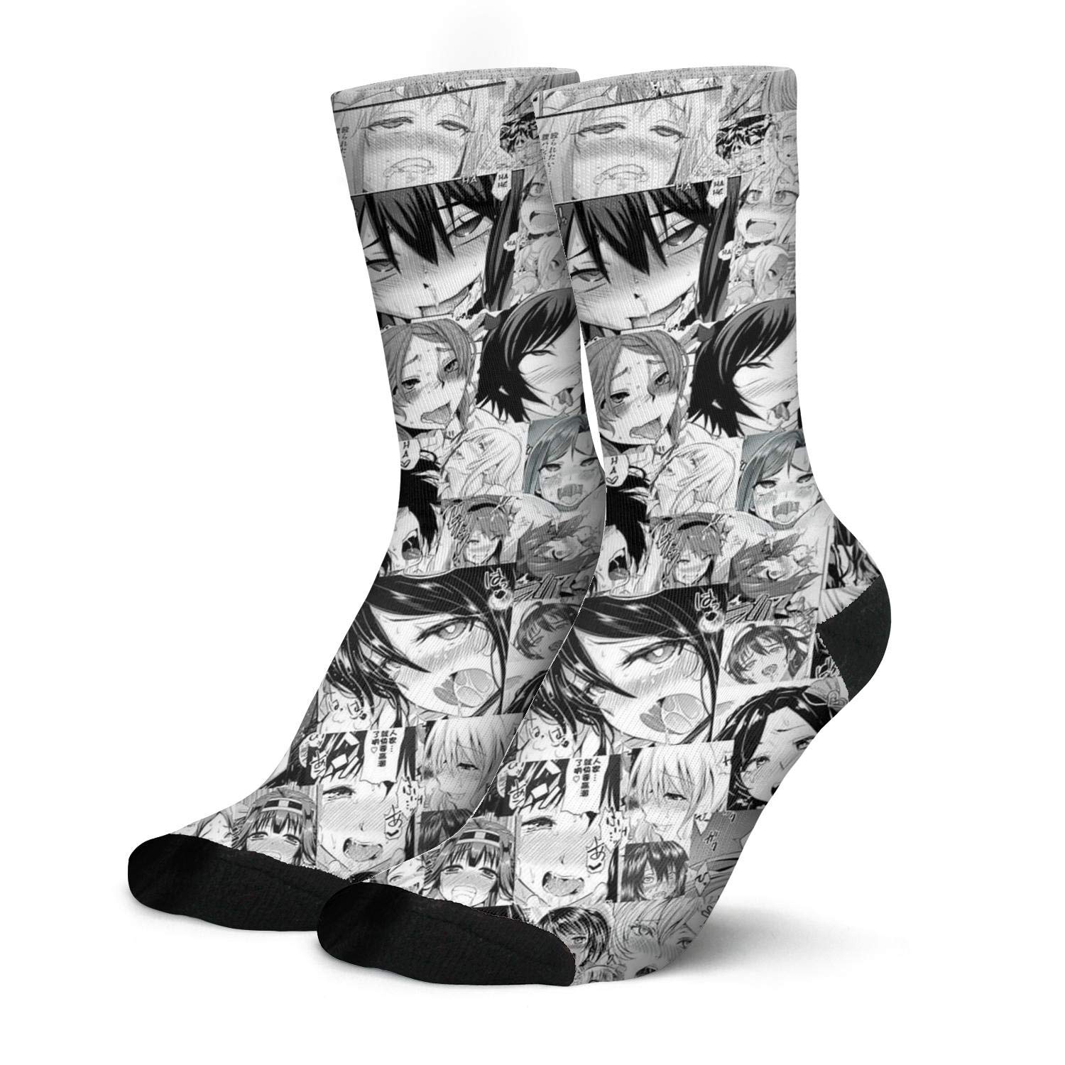 WXMDZSMenâ€™s Cotton Dress Socks Ahegao Funky Lightweight Athletic Crew Socks