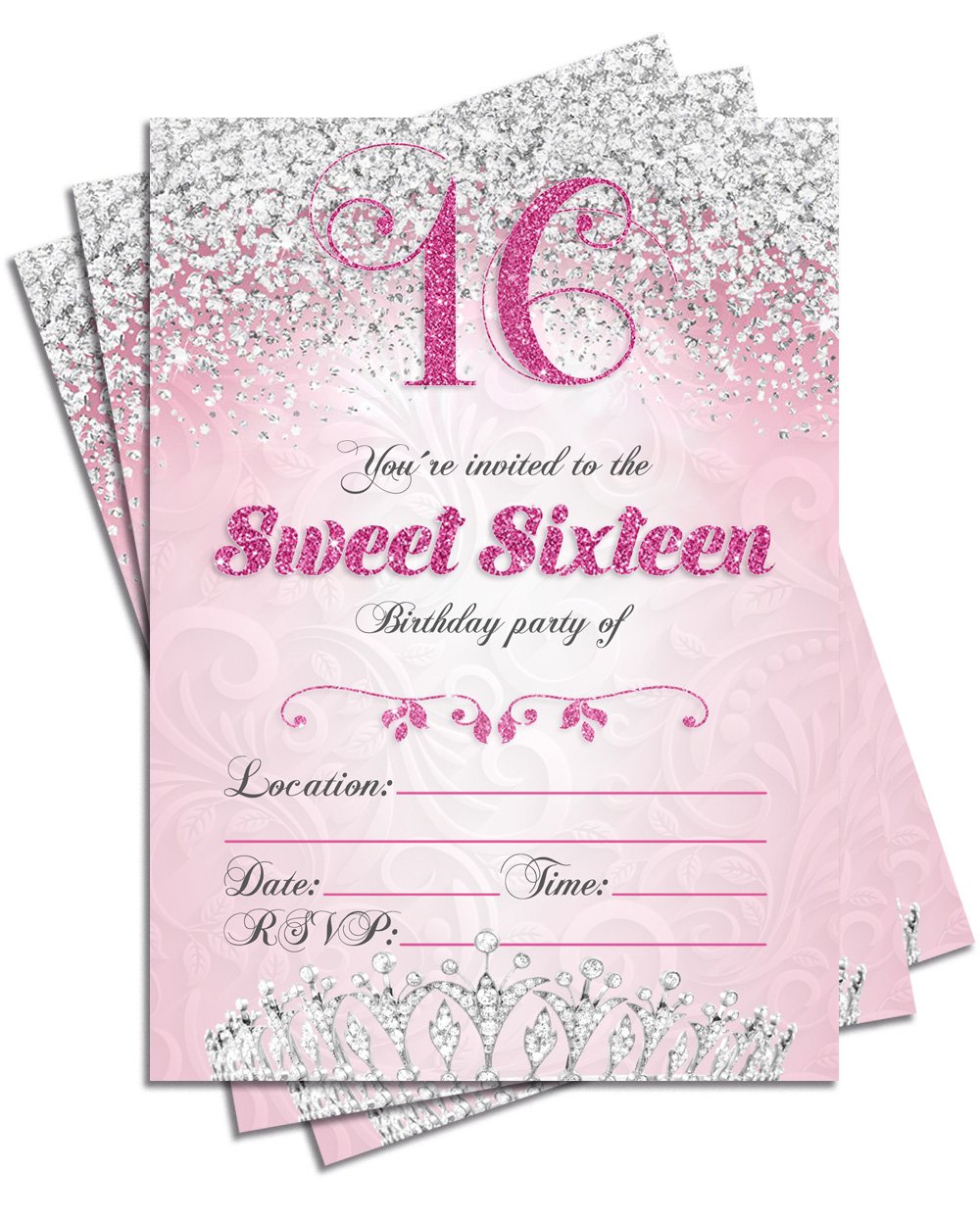 Paquete De Invitaciones De Cumpleaños En Color Rosa