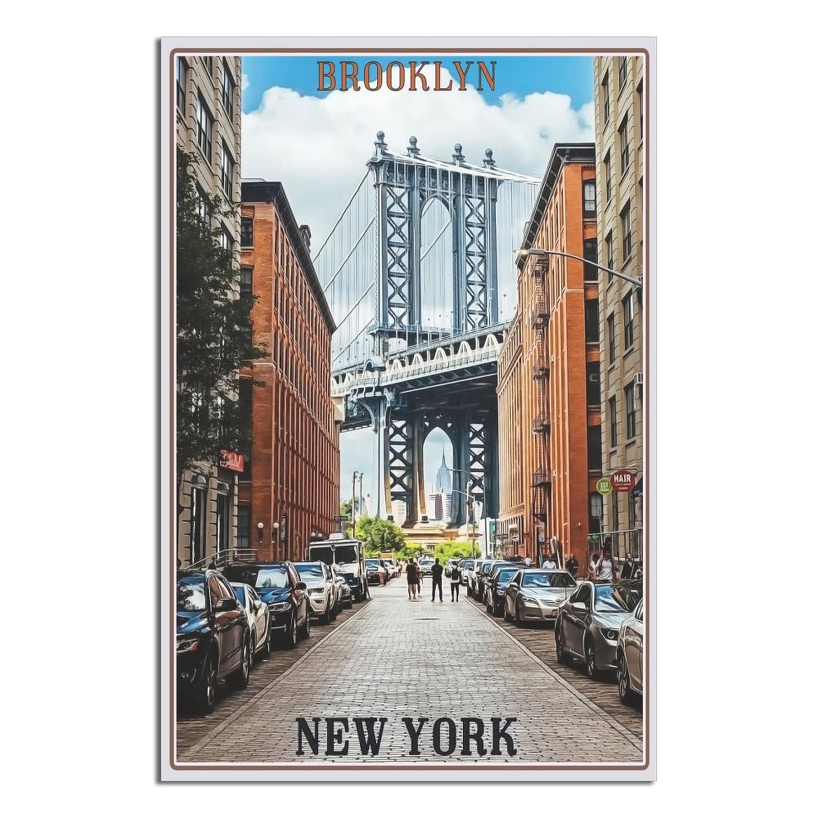 NMNM Brooklyn New York Vintage Travel Poster Canvas Art Wall Decor Poster Picture Print Painting Posters Gift 8x12inchs(20x30cm)