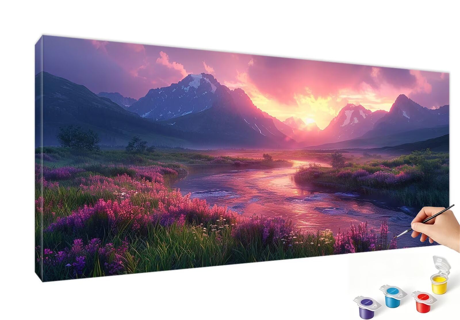 Pintar por Numeros 100x200cm Paisaje Pintar por Numeros Adultos Rosa Paint by Numbers Adult, Cuadros para Pintar con Pinceles y Pigmento, Manualidades Adultos para Decoración Pared (Sin Marco) RB-788