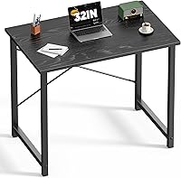 Vista 75 de DUMOS Escritorio de oficina pequeño de 32 pulgadas para computadora de estilo moderno y simple, mesa de trabajo de estudio para el dormitorio