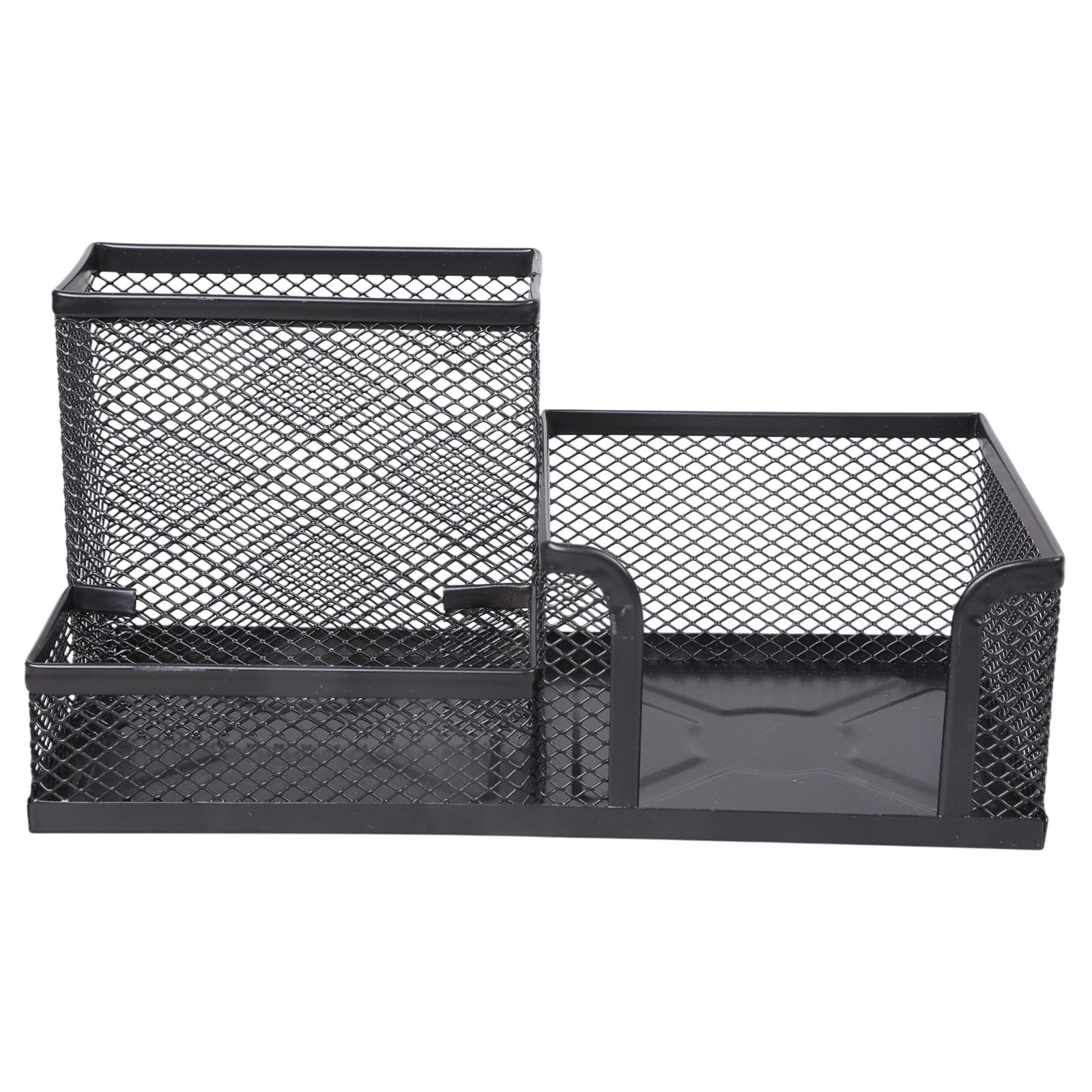 Woedpez Large Capacity Pen Holder Desk Shelf, 3 Compartments Pencil with Note Clip for Home Pencil Holders