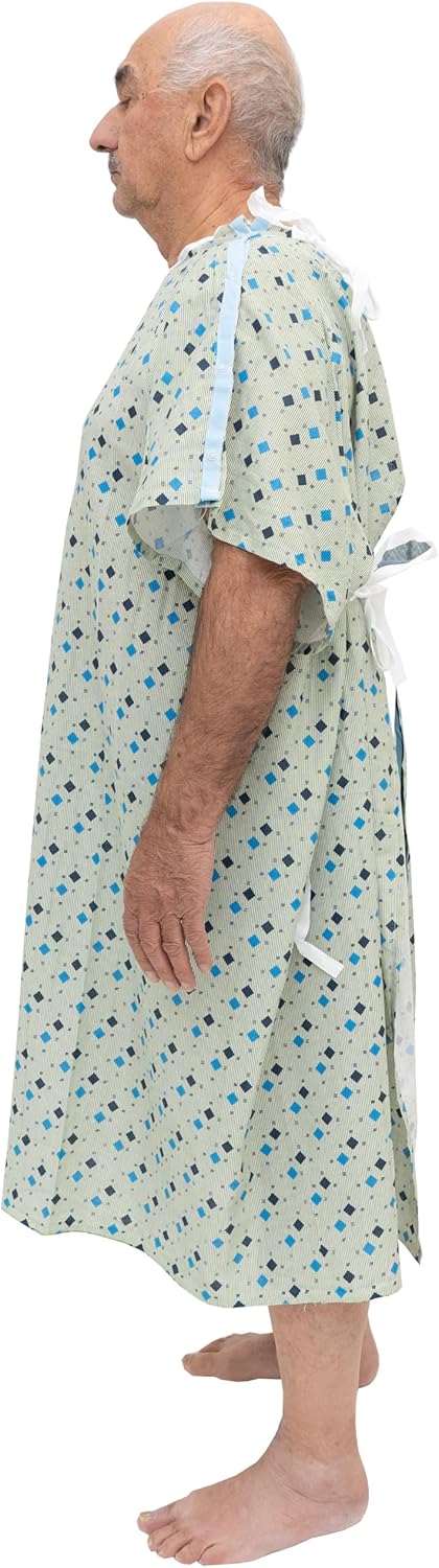 AMU Solutions 6 Pack Men’s Hospital Gowns - 3XL IV-Ready with Telemetry Pocket, Reinforced Snaps, Adjustable Ties, Durable Unisex Patient Gowns for Men and Women Up to 5XL - Image 4