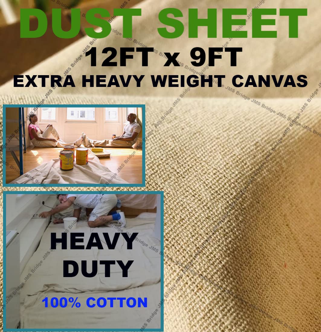 Cotton Dust Sheets For Painting And Decorating Paint Sheets Drop Cloth Painting Paint Cover Sheets Dust Sheets For Furniture Washable And Reusable Cotton 12ft X 9ft 3 50m X 2 60m - View #6