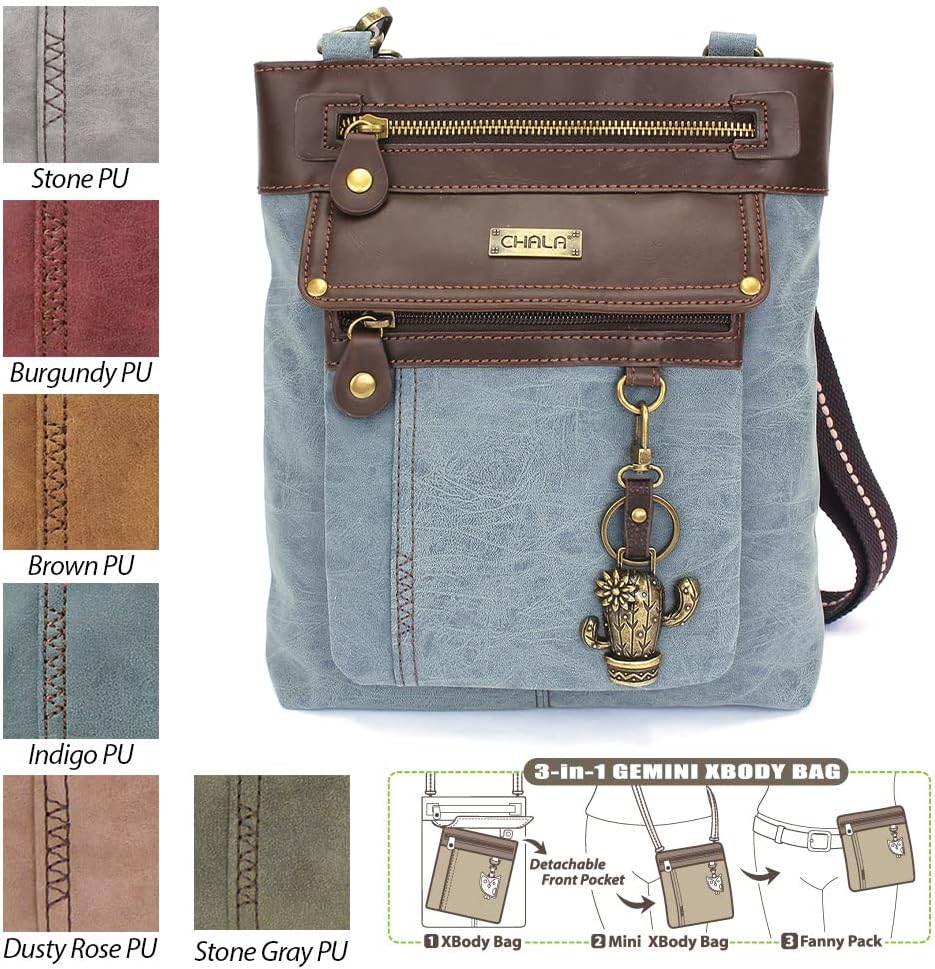 CHALA GEMINI Crossbody Canvas Gift Messenger Bag Indigo