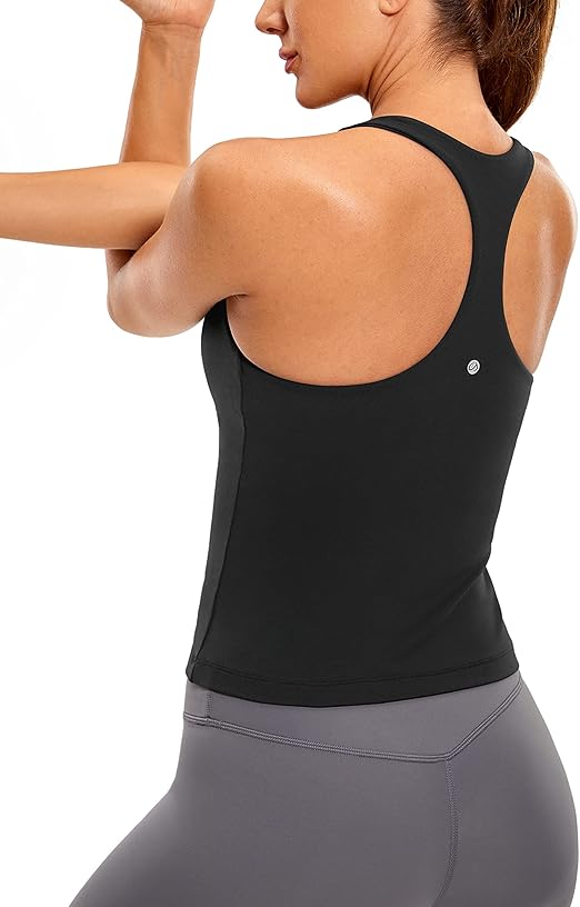 CRZ YOGA Women's Workout Tank Tops with Built in Bra Racerback Athletic