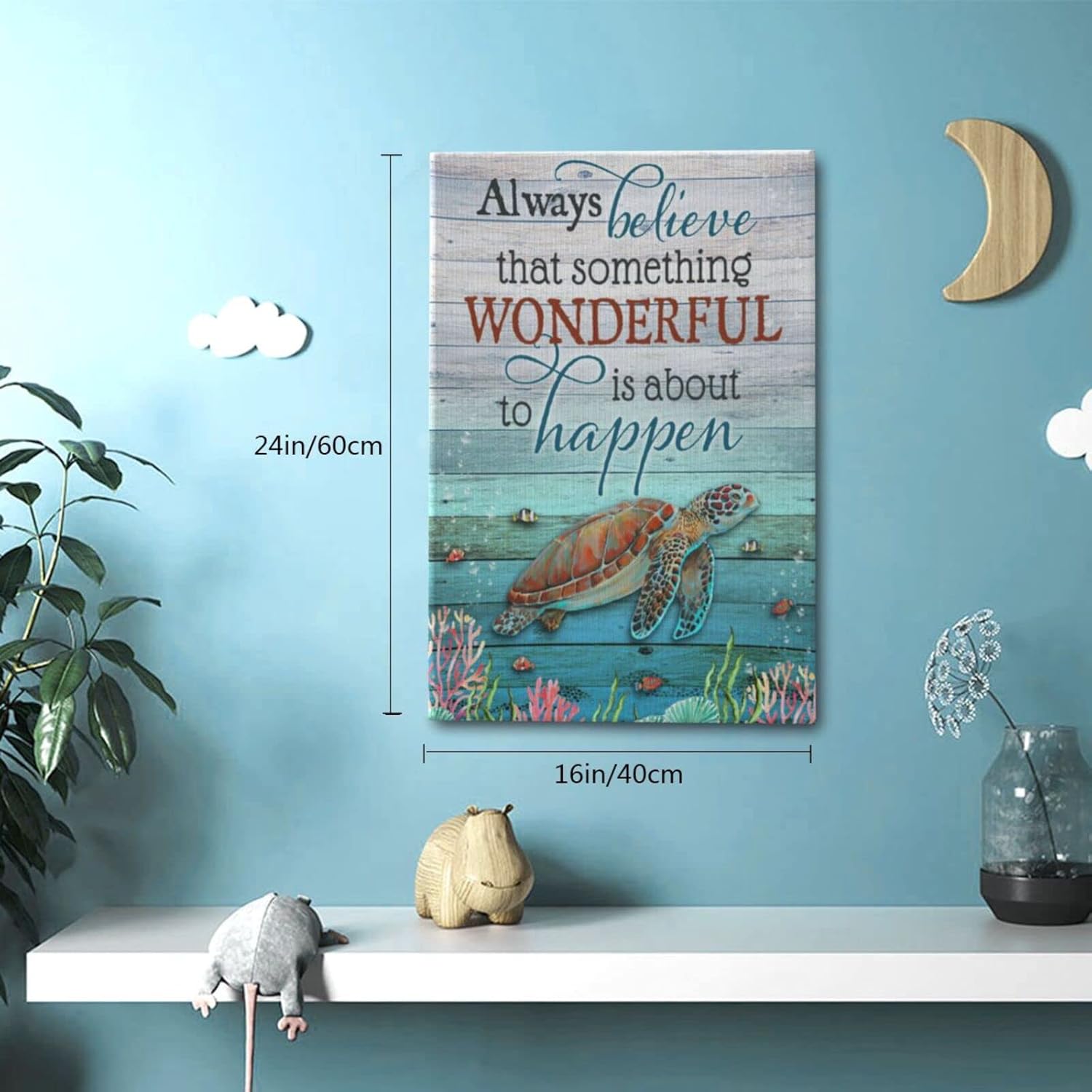 Bathroom Wall Decor Sea Turtle And Fish Ocean Sea Wall Art Ocean Decor Canvas Prints Nautical Bathroom Art Pictures Canvas Wall Art Decor Canvas Framed For Living Room Bedroom Ready To Hang 16x24 inch Sea Turtle And Fish 16x24 inch