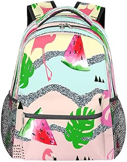 Mochilas de viagem para laptop para mulheres homens flamingo praia melancia moda mochilas escolares mochilas para livros, mochilas casuais para meninos meninas trabalho viagens caminhadas acampamento, Multicor, Medium