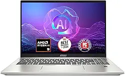 MSI Notebook empresarial Prestige A16 AI+ (2024) 40.6 cm QHD+: AMD Ryzen AI 9-365, Radeon Graphics, 32GB LPDDR5x, SSD NVMe de 1TB, Type-C, WiFi 7, Win 11 Home: Urban Silver A3HMG-016US