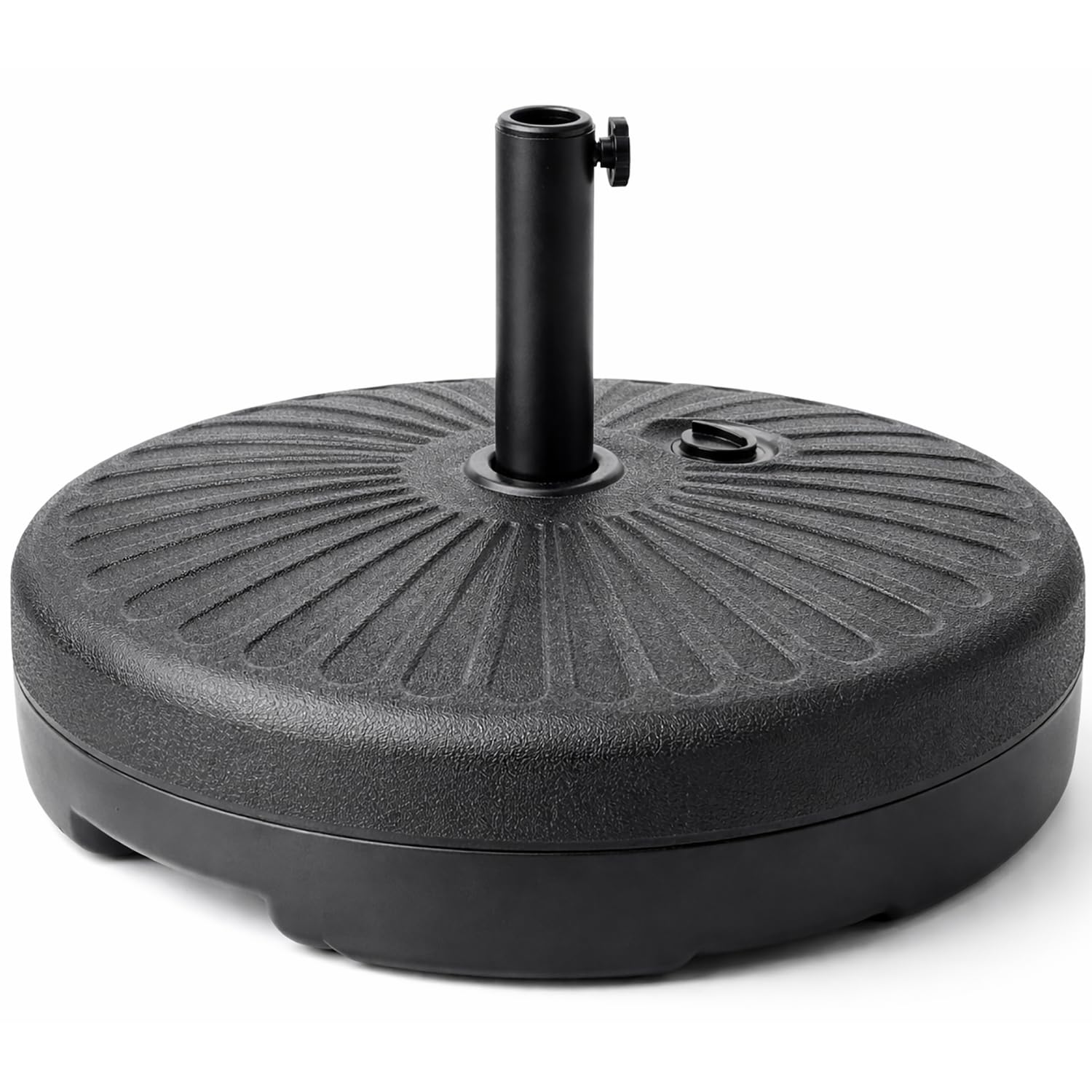 Dawsons Living Sand,White Round Parasol Base Fillable 21Kg, Heavy Duty Round Plastic Garden Umbrella Holder Stand Weight Base, Water Sand Filled, For 38Mm And 48Mm Poles, Black