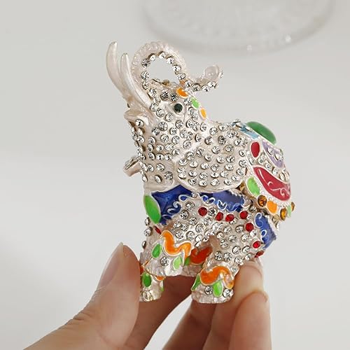 Miniatura 6 de Caja de baratijas esmaltada pintada a mano, figura única para decoración del hogar, recuerdo coleccionable, adorno personalizado elegante hecho a