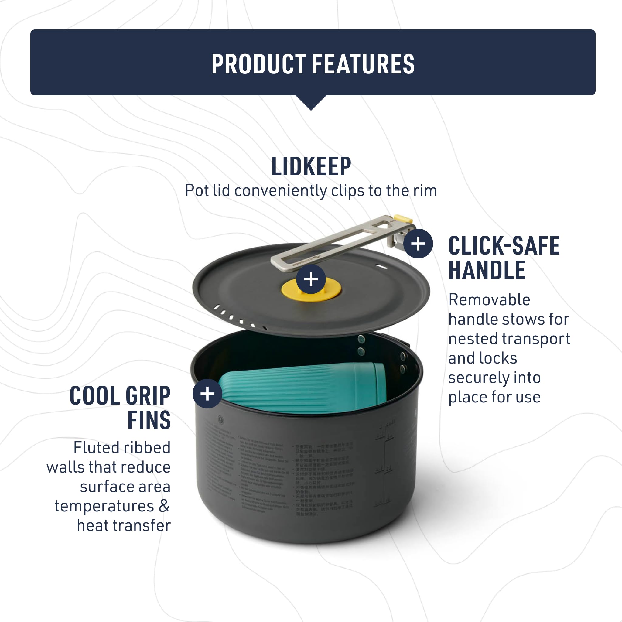 Sea to Summit Frontier UL One Pot Cook, set da 2 l, ciotola media + tazza isolata, colore: blu/giallo