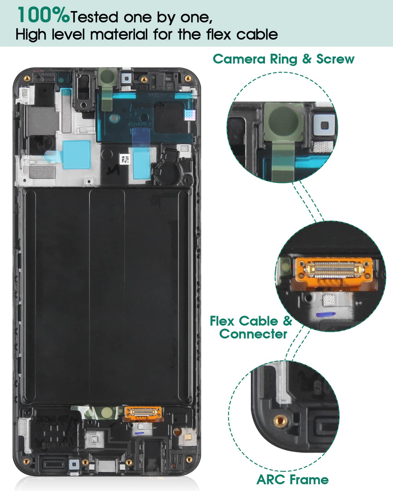 Pour Samsung Galaxy A50 A505 Écran LCD de remplacement A505F, SM-A505FN A505GN A505G Écran LCD Capteur Numériseur (Incell Noir avec cadre)
