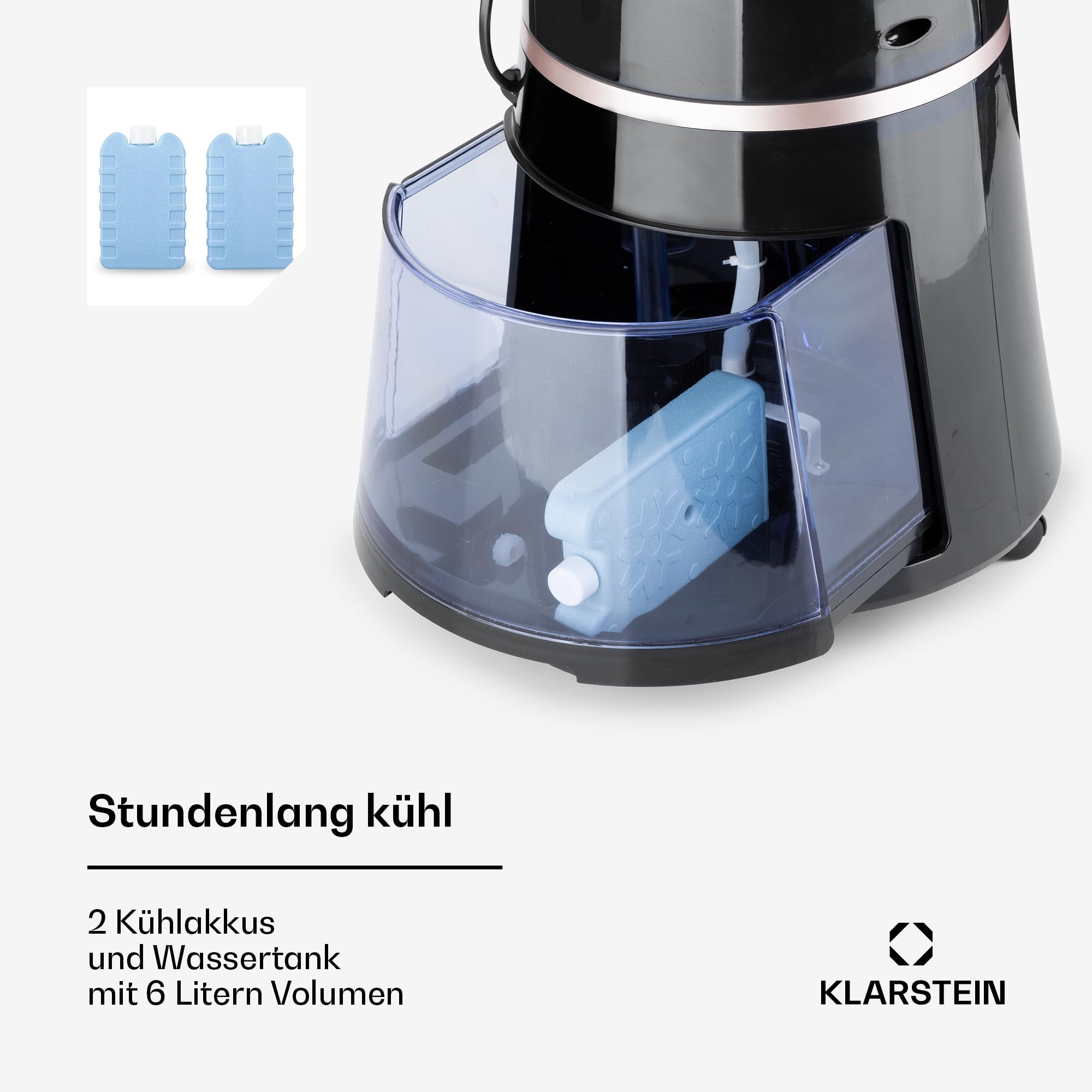 Klarstein Skyscraper Ice Smart Ventilator Mit Wasserkühlung – 4-in-1 Luftkühler, Ventilator, Luftreiniger & Luftbefeuchter, 180 m³/h, Smart App & Alexa Steuerung, 6L Tank, Timer, für Zuhause, Rosegold