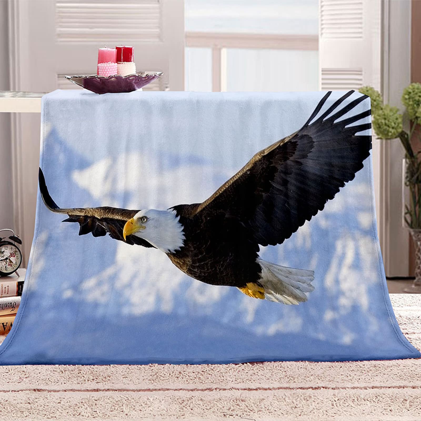 Couverture polaire aigle 3D en flanelle douce haut de gamme