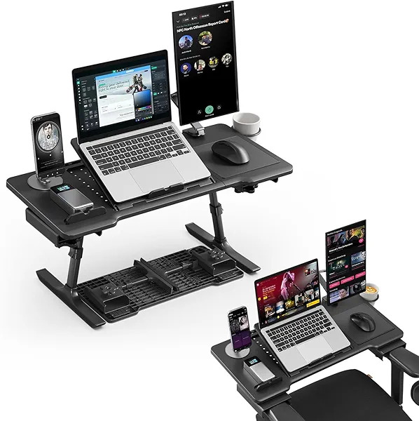 Newtral Lap Desk Bed Tray Table, Foldable Portable Laptop Table Tray for Chair, Laptop Stand for Couch Sofa Floor for Adults, Kids, Ideal for Study, Reading, Breakfast,and Working (Black, Premium)