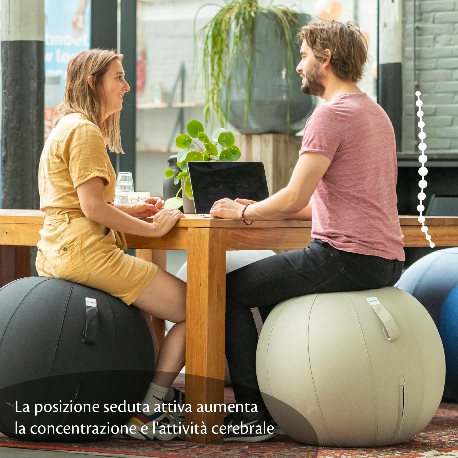 Backerz Palla Seduta Ufficio di dimensioni 55CM 65CM 75CM - Palla Fitness 110 kg portata Palla Ginnastica con rivestimento in lino per tonificazione, e postura corretta