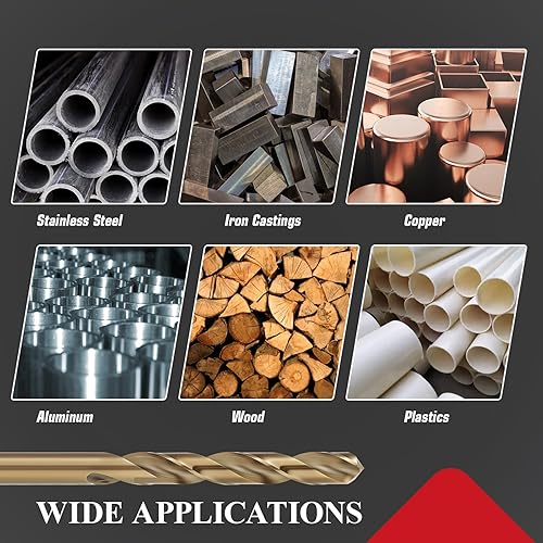 Miniatura 4 de Juego de 60 brocas de tamaño de cobalto, juego de brocas de acero de alta velocidad M35 (#1-60) para metal endurecido, acero inoxidable, hierro