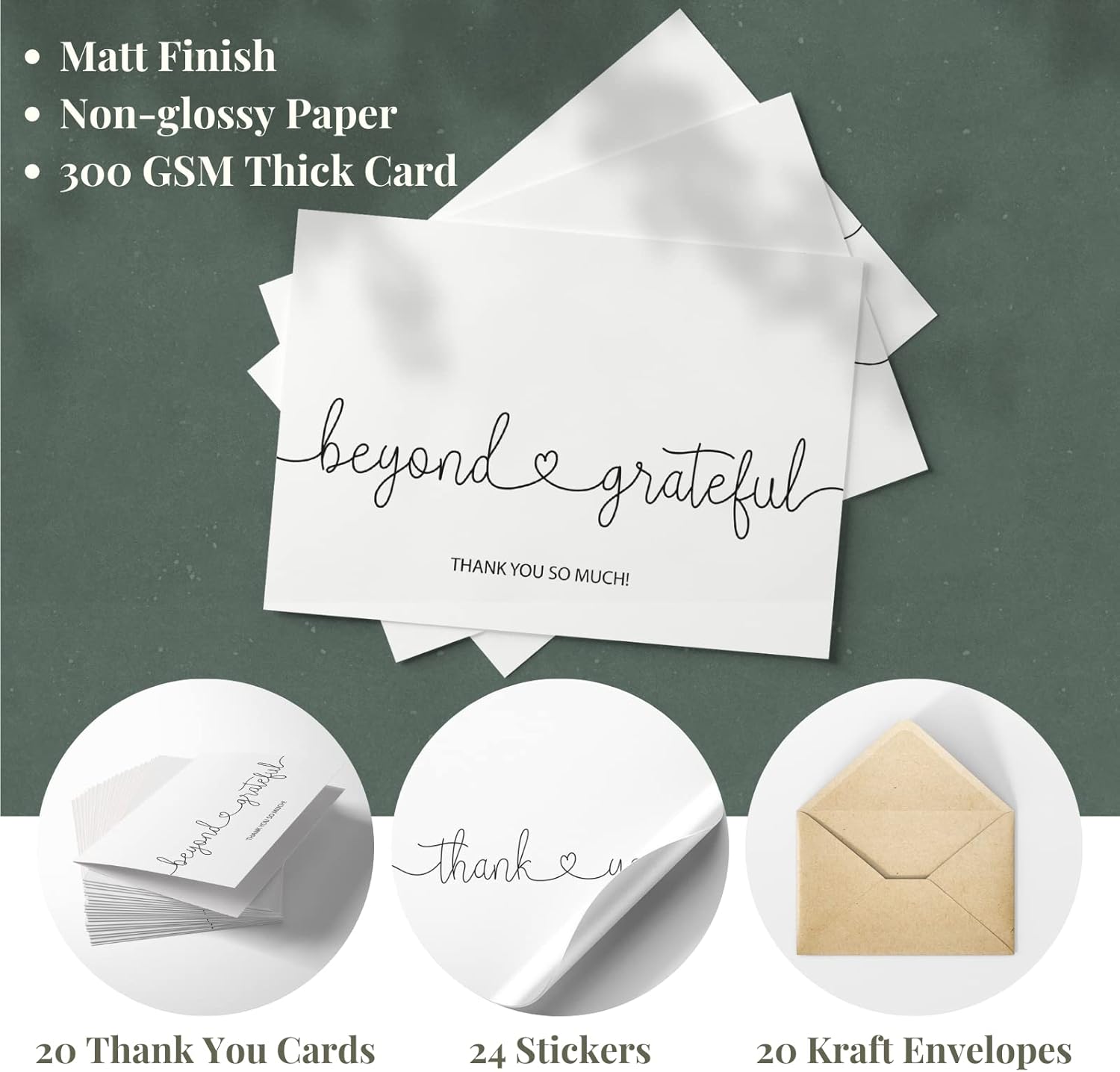 Paper Play Thank You Cards with Kraft Envelopes and Matching Stickers