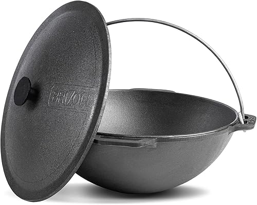 Miniatura 2 de Olla de horno holandés con tapa, caldero asiático de hierro fundido (Kazán) con tapa de hierro fundido para camping, wok kazan, olla de cocina