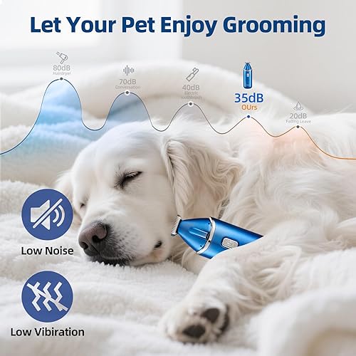 Miniatura 5 de Cortadora de patas de perro, cortadora de pelo de perro de bajo ruido, cuchilla de 0.787 in para aseo con luz LED, tapa protectora, cortaúñas