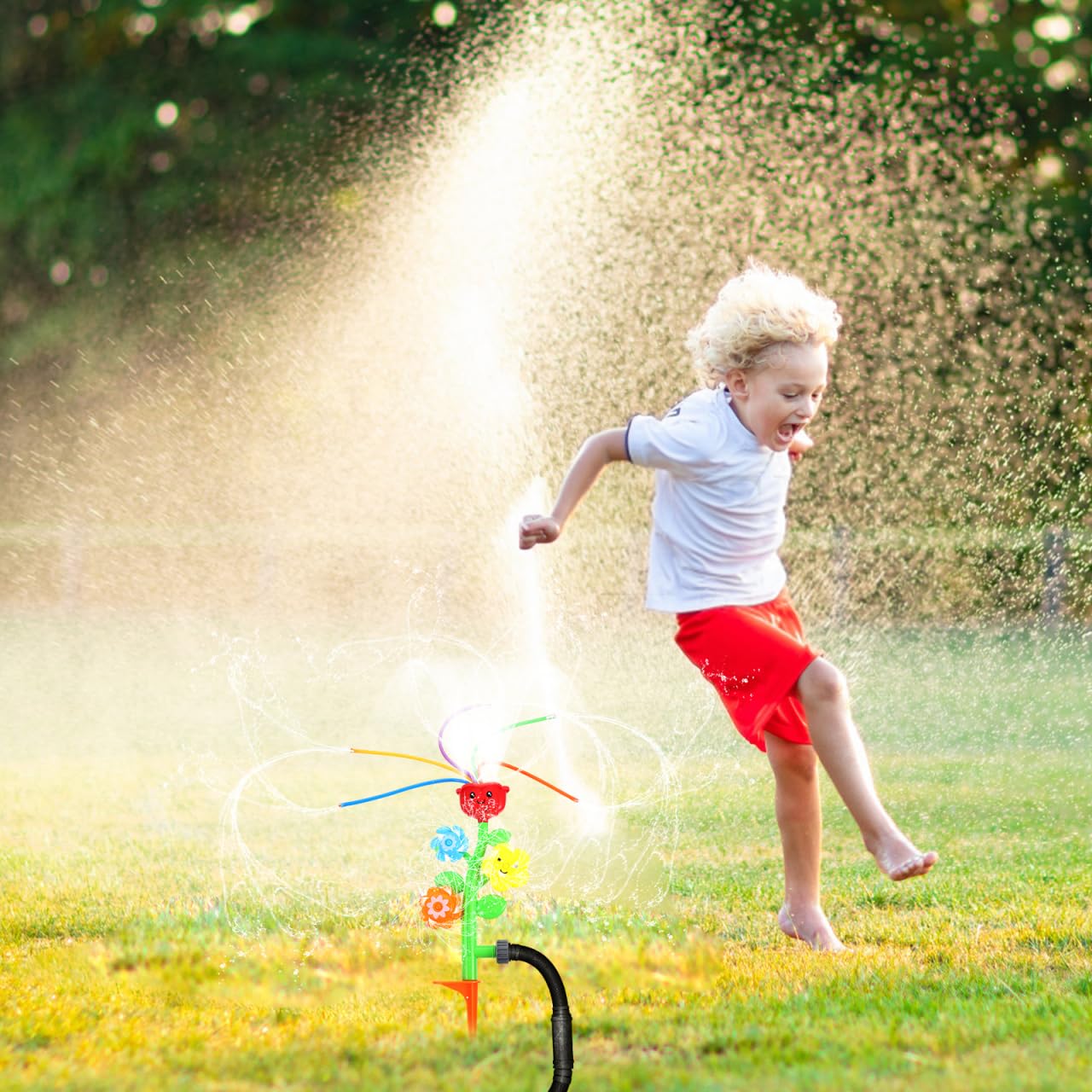 STOBOK Kinder Wassersprinkler Blume, Outdoor Rasensprenger Wasserspielzeug für Gartenschlauch, Sommer Wasserspaß Garten Spielzeug Draußen, Mädchen Jungen ab 3 4 5 6 7 8 Jahre