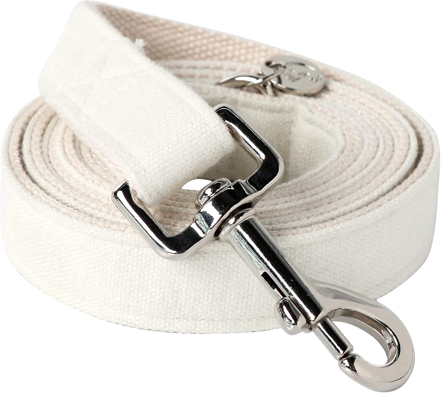 DOGWONG Cotton Hemp Dog Collar, HeavyDuty White Dog