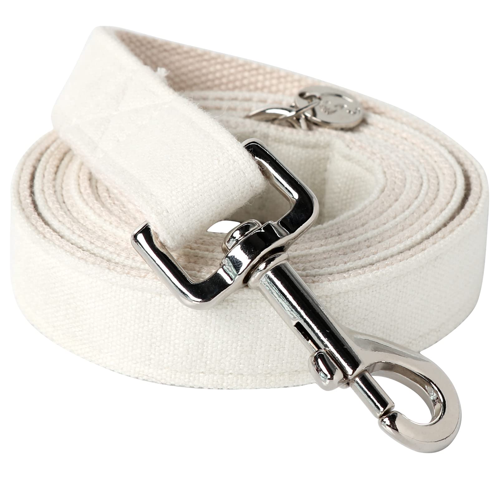 DOGWONG Cotton Hemp Dog Collar - Heavy-Duty White Durable Soft Natural Fabric Pet Collar, Cute Wedding Puppy Necklace for Small Medium Large Dogs