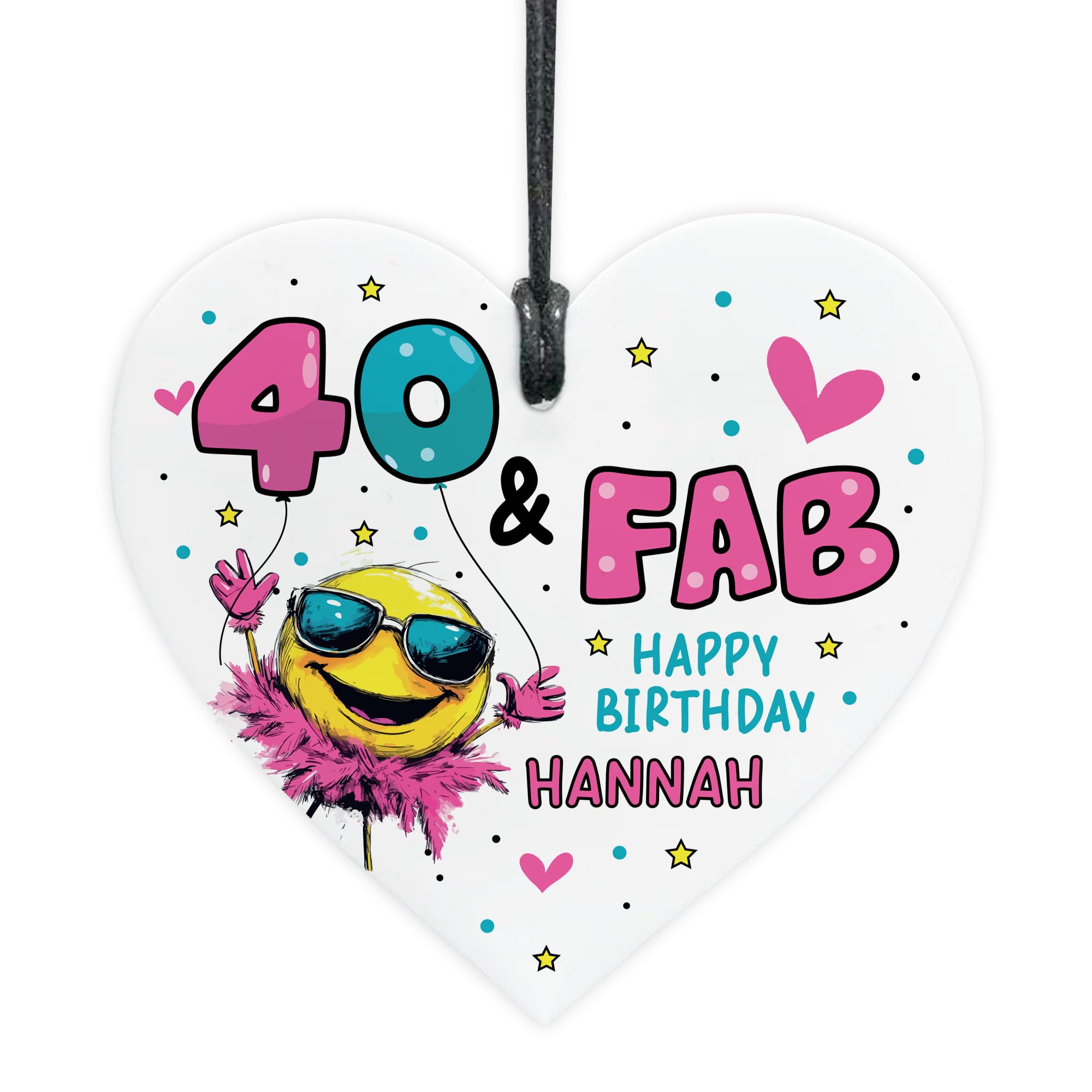 Red Ocean Personalised 40th Birthday Gift For Women Hanging Heart 40 And Fab Funny 40th Birthday Gifts For Mum Nan Auntie Best Friend Sister Her