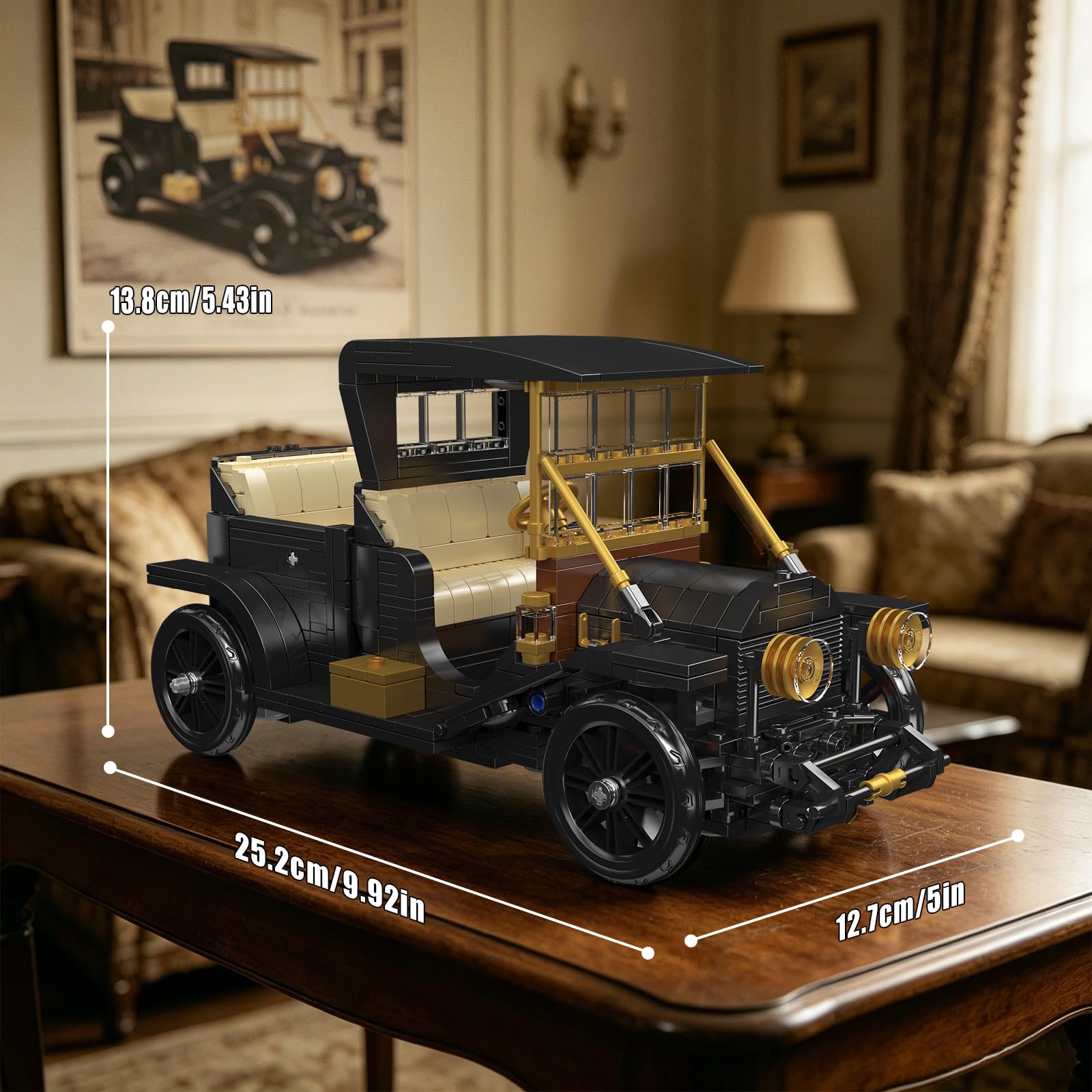 Mould King 10261 versión estática modelo de bloques de construcción de coche antiguo, 1290 piezas 9 en 1 bloques de sujeción para coche como juguete y regalo (14 años y mayores)