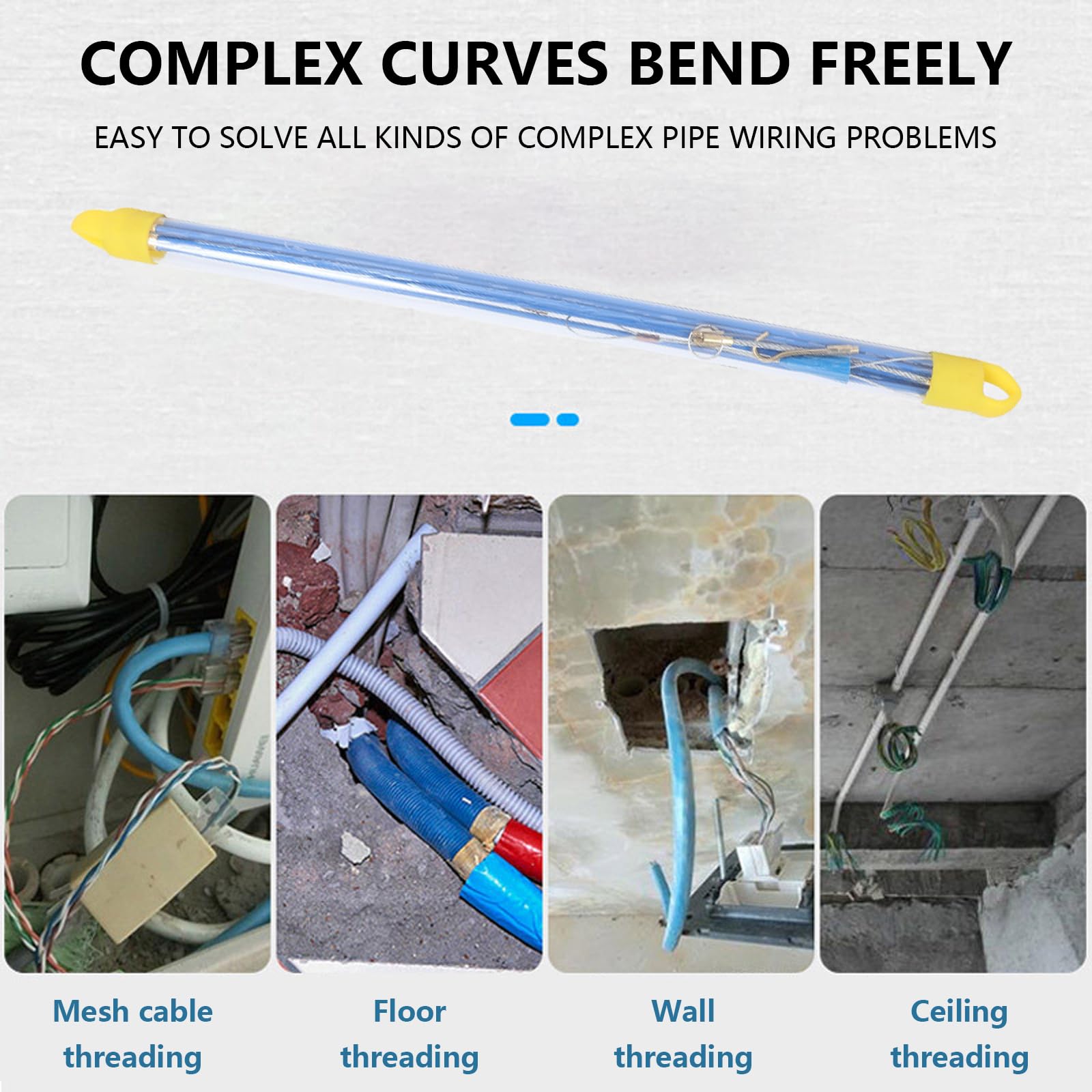 20 Varillas De Acceso Para Cables, Barra De Acoplamiento De Electricista, Kit De Entrada De Cable De Fibra De Vidrio, Espiral RetráCtil Con Muelle GuíA, Ayuda Para Tirar De Cables (33 cm)