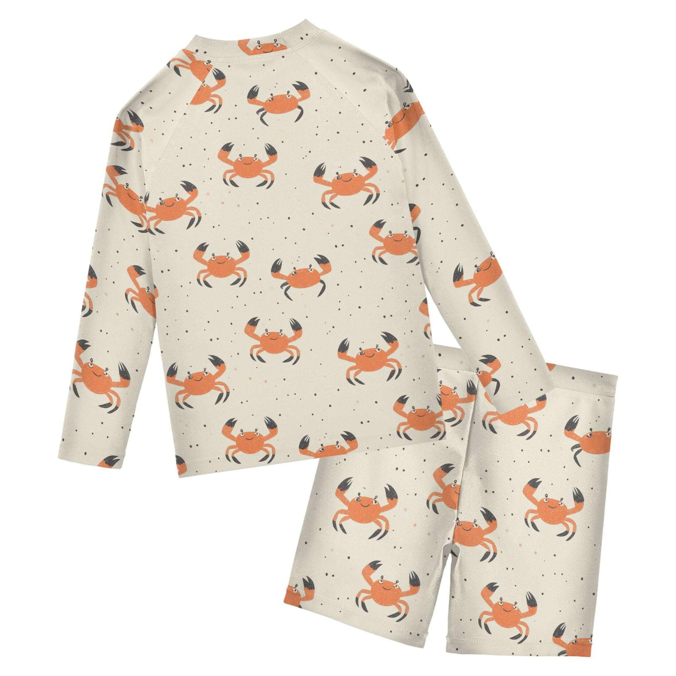 Cute Crab Toddlers and Baby Boys' Swimsuit Trunk and Rashguard Set B0404073