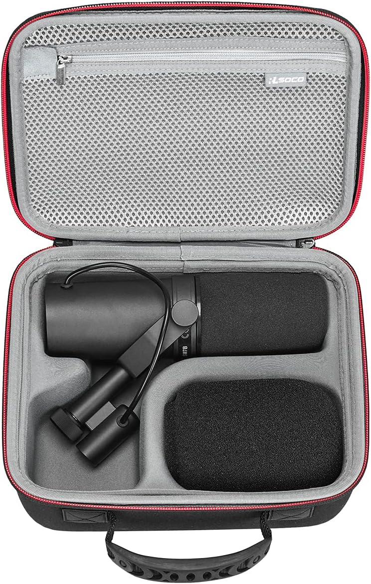 RLSOCO Case for Shure SM7B Vocal Dynamic Microphone & MV7 / MV7X USB Podcast Microphone (Black)