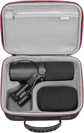 RLSOCO Hard Case Compatible With Shure MV7X / MV7+ / MV6 / MV7 / MV7i Podcast Dynamic Microphone &amp; Shure SM7B / SM7dB Vocal Dynamic Microphone