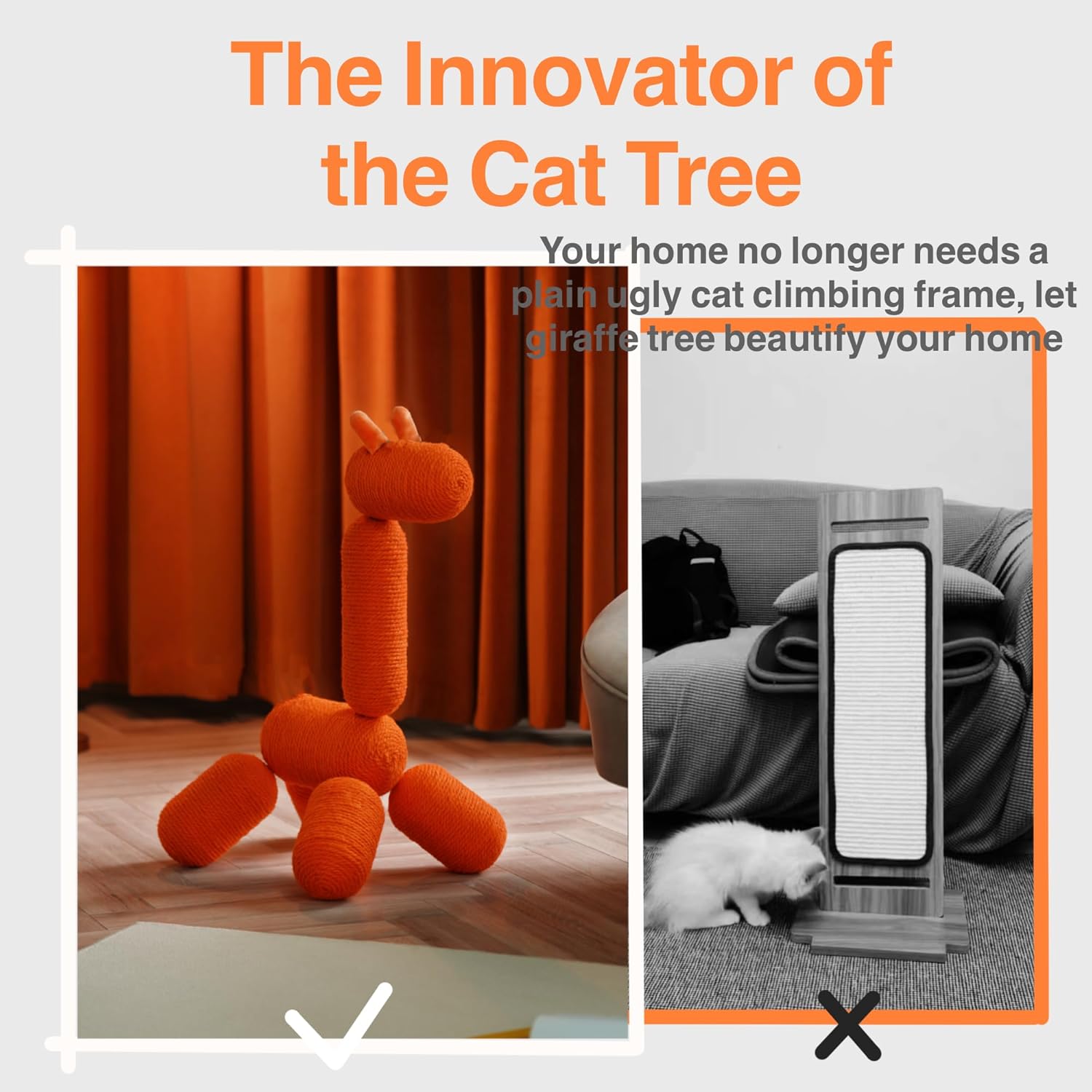 review Giraffe Cat Tree, Modern Design Cat Furniture, Sisal Scratching Posts for Kitten & Adult Cats, Cat Climbing Tree for Large Cats, Handmade Cat Climb Toy, Tall Large Size