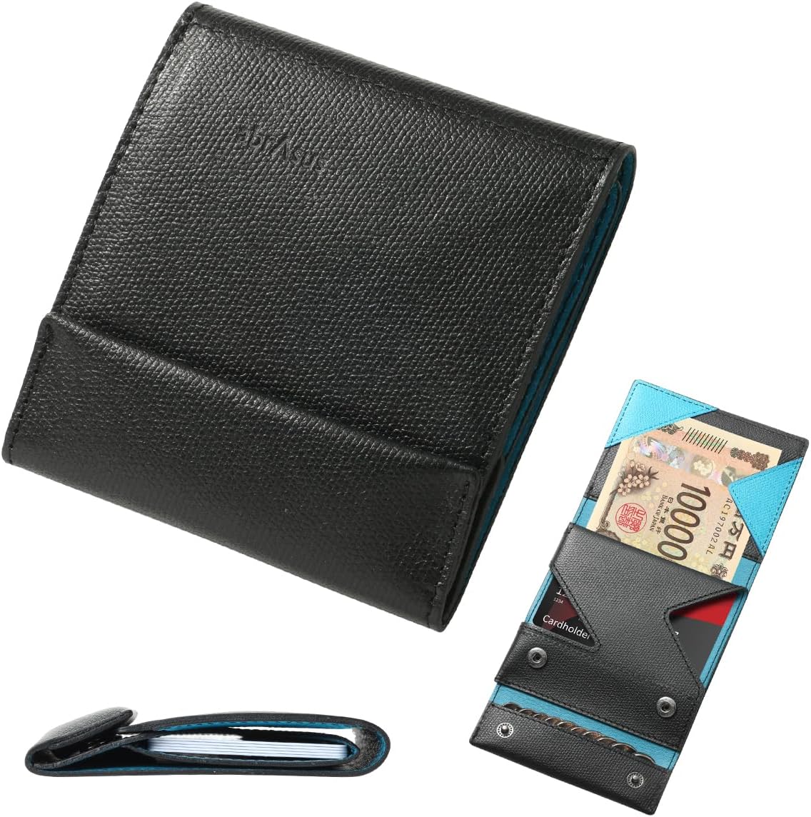 【美品】アブラサス薄い財布 ブラック×ブルー Amazon | [アブラサス] 薄い財布 レザー 薄型 日本製 ブルー | 財布