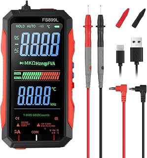 Drhomeam FS899L Digital Multimeter: 6000 Counts True RMS, Color LCD Screen, USB-C Rechargeable, NCV Tester for Home & Car Electrical Testing