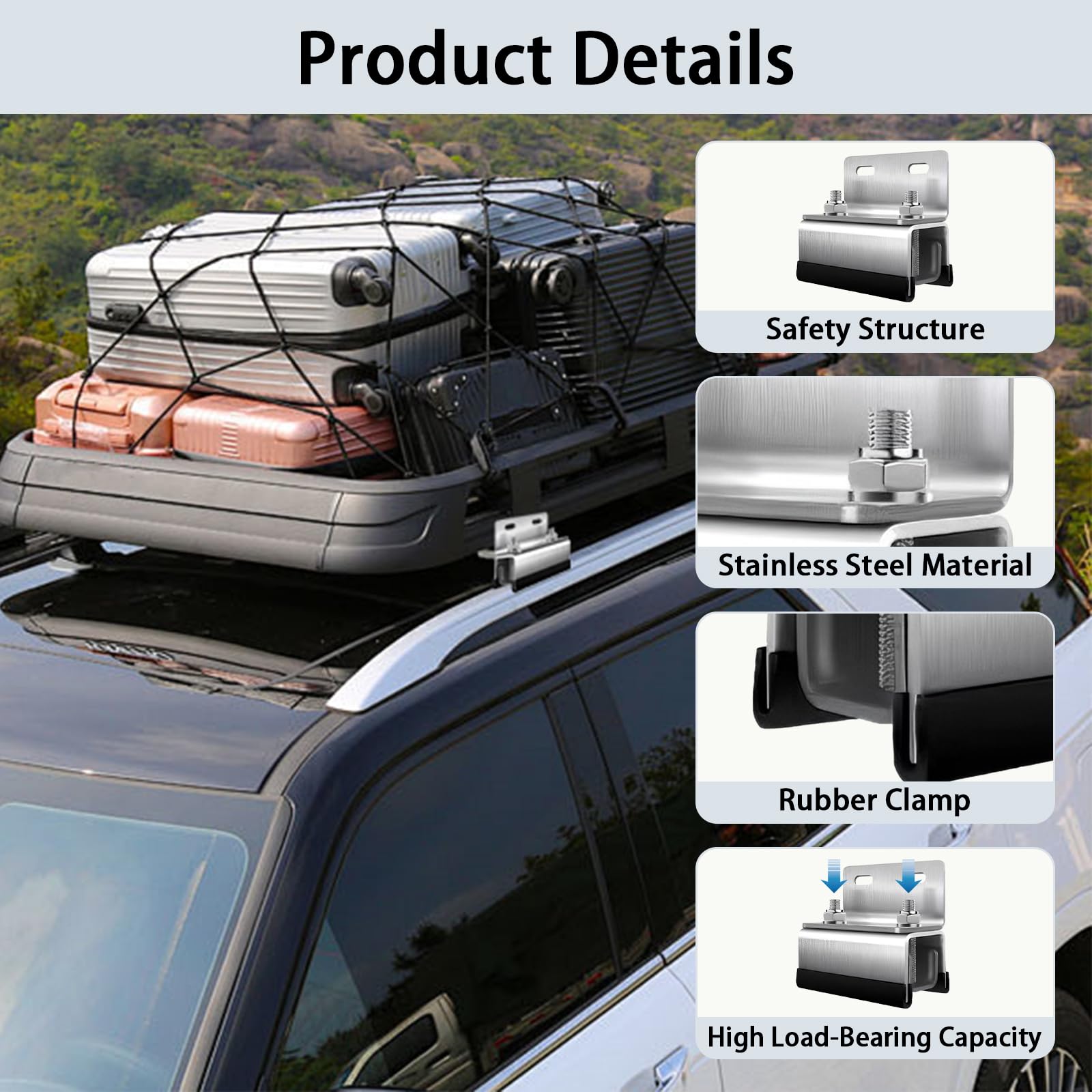 BRGD 6 Pezzi Van Roof Rack Mount Kit, portapacchi base 304 in acciaio inox per ProMaster, Boxer, Jumper, Ducato, Movano