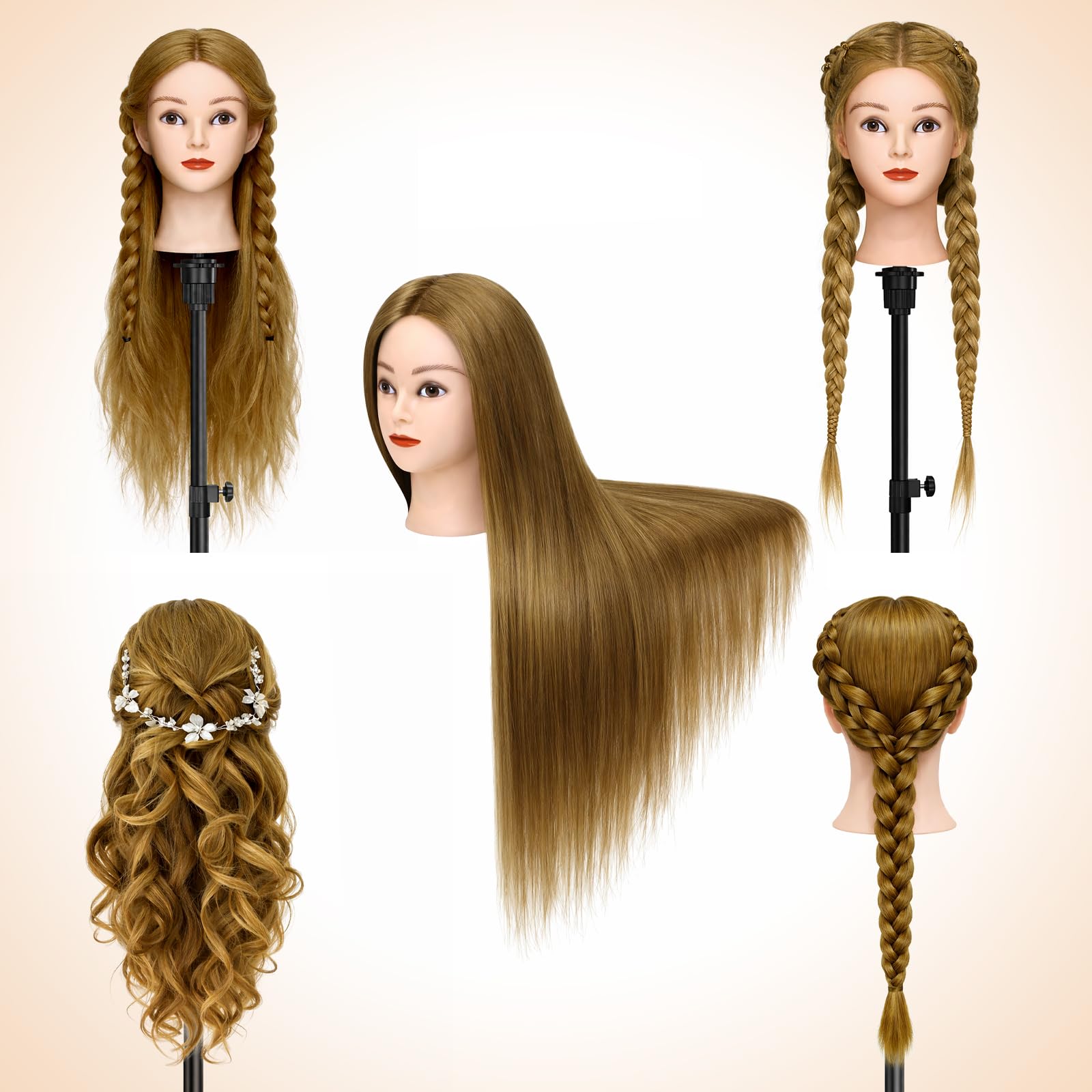 TwoWin Testina parrucchiere capelli veri 80% 26" marrone con morsetto per allenamento