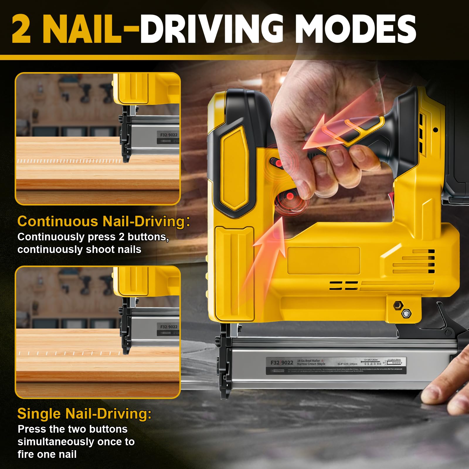 WingFly Akku Tacker Nagelpistole Kompatibel mit Dewalt 18V,20v, Professional Akku-Nagler mit 1000 Nägel, Elektrotacker für DIY-Projekte in Möbeln, Tischlerei (ohne Batterie)