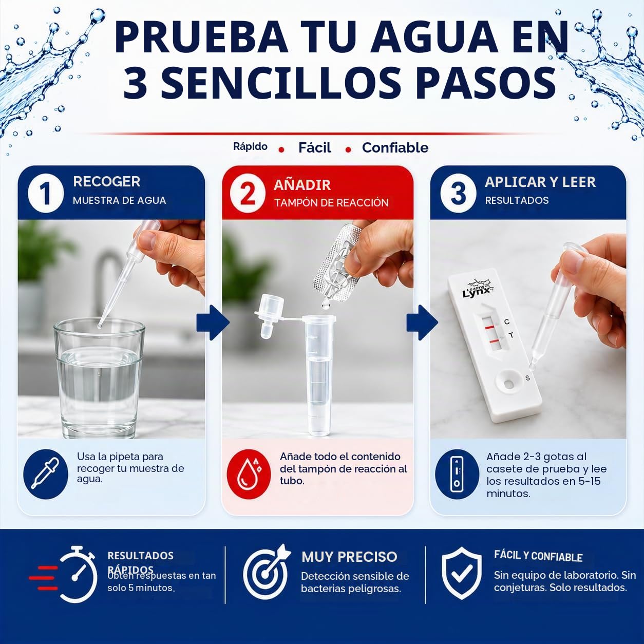 Leaping Lynx Kit de prueba de bacterias para agua