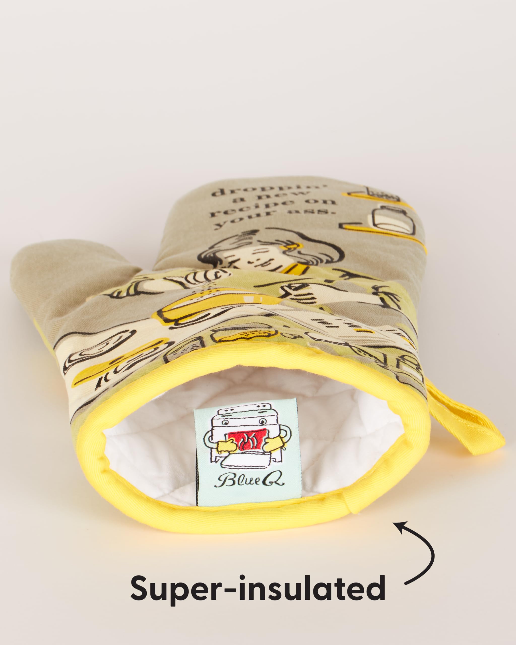 (Droppin' A New Recipe On Your A-s.) - Blue Q Oven Mitt Droppin' a New Recipe, Grey/Yellow, One Size